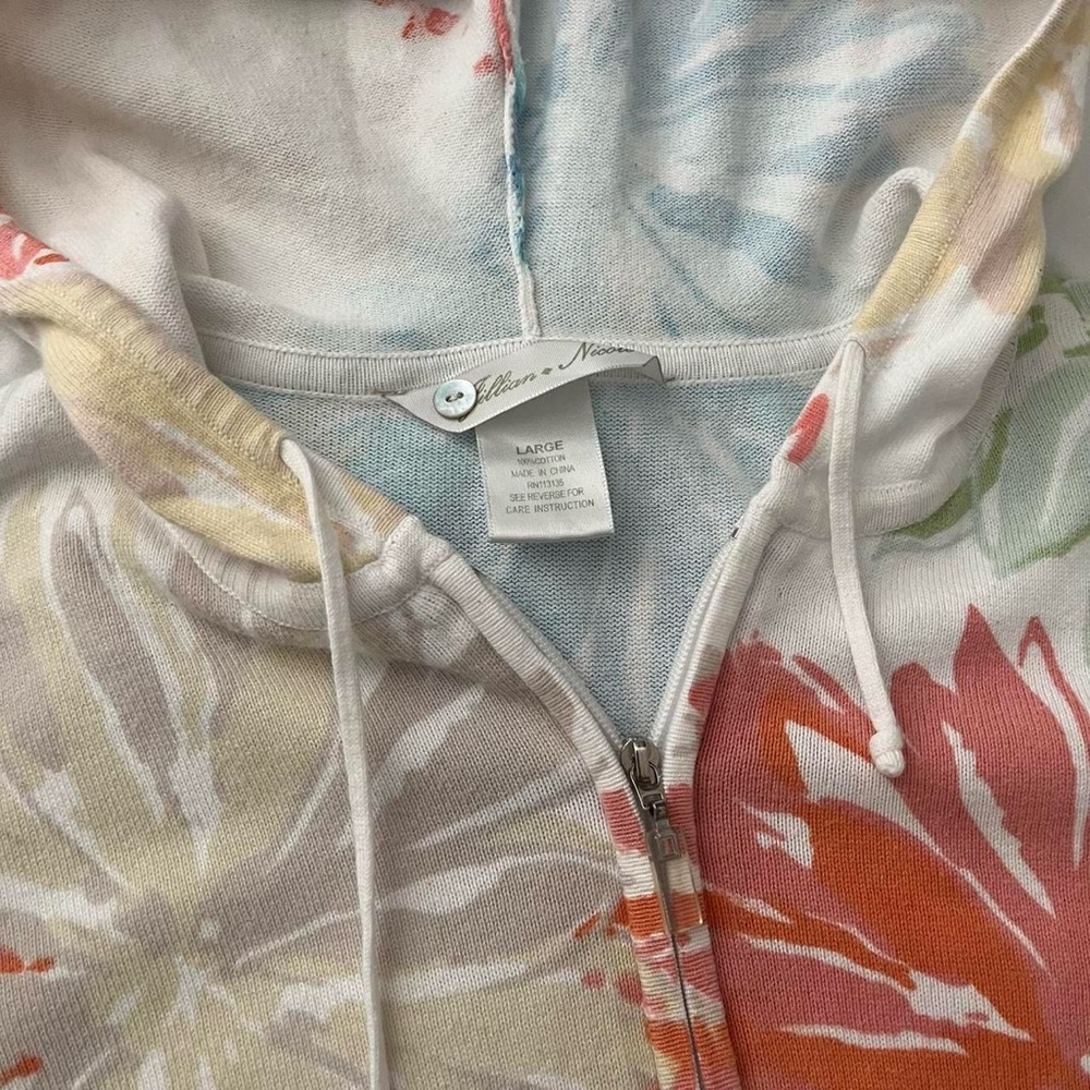 y2k lillian nicole 100% cotton boho floral zip up hoodie - Picture 3 of 8